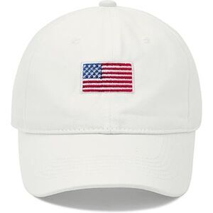 Unisex White American Flag 100% Cotton Adjustable Size Classic Baseball Caps